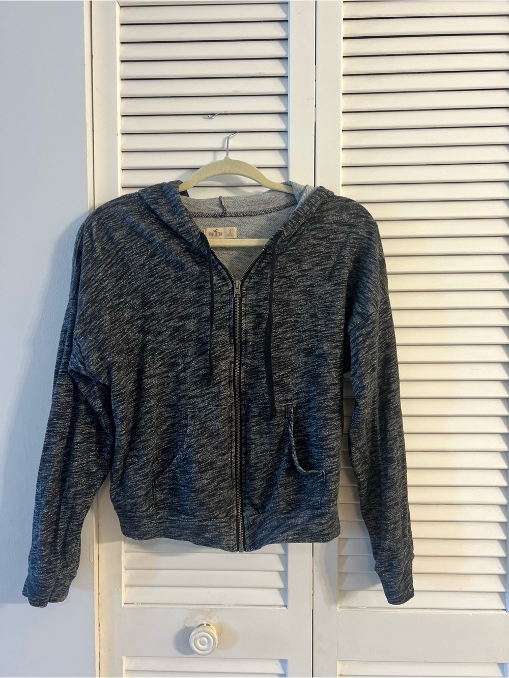 Hollister Gray and Light Gray Marled Zip-Up Hoodie